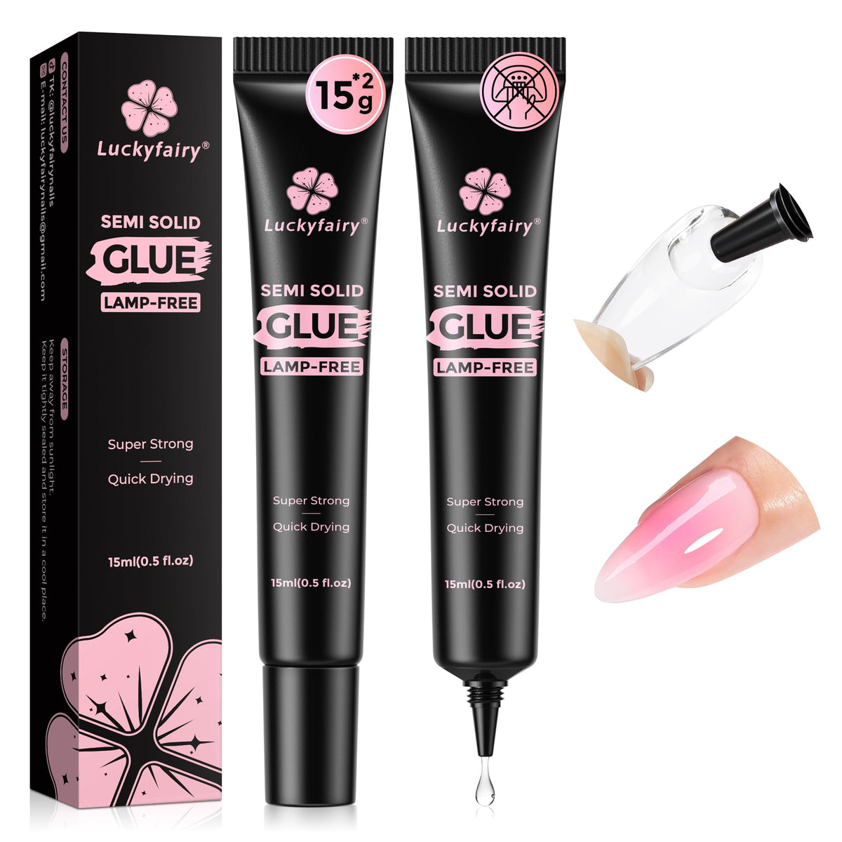 Luckyfairy front packaging showing two 15g tubes and benefits