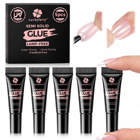 luckyfairy front packaging showing five mini glue tubes and kit benefit