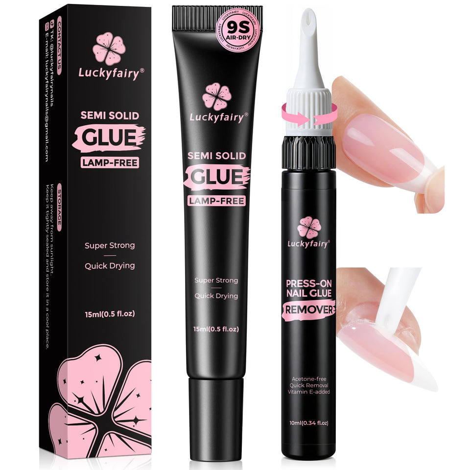 Luckyfairy front packaging showing full glue and remover kit for easy application