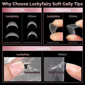 Luckyfairy finished gel polish on tips showcasing natural oval shape