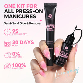 Luckyfairy glue tube nozzle close-up for precise, mess-free application benefit