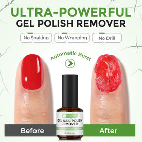 Luckyfairy 15ml remover bottle close-up label emphasizing acetone-free gentle formula
