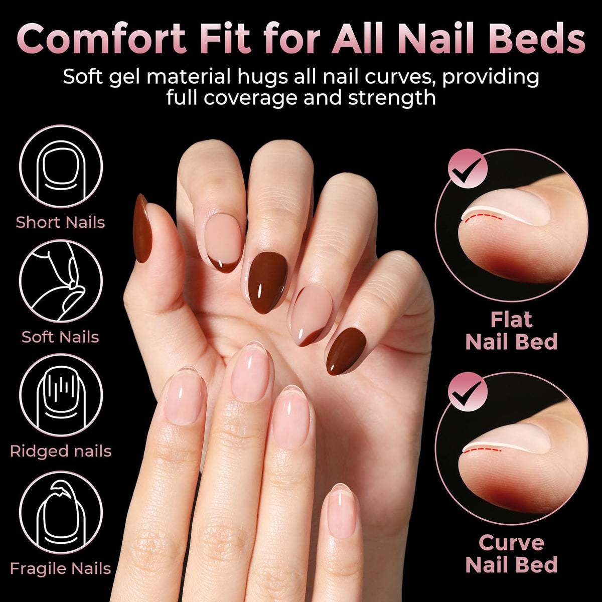 Luckyfairy spread of 12 size-labelled tips for precise nail matching