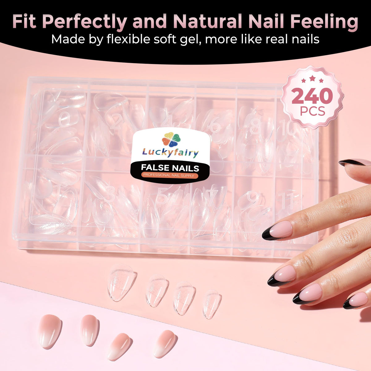 Luckyfairy numbered size sheet displaying 12 sizes plus two extra benefits