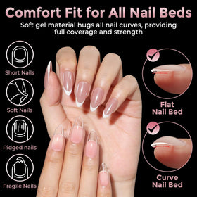 Luckyfairy soft gel tip bending to show flexible, comfortable wear