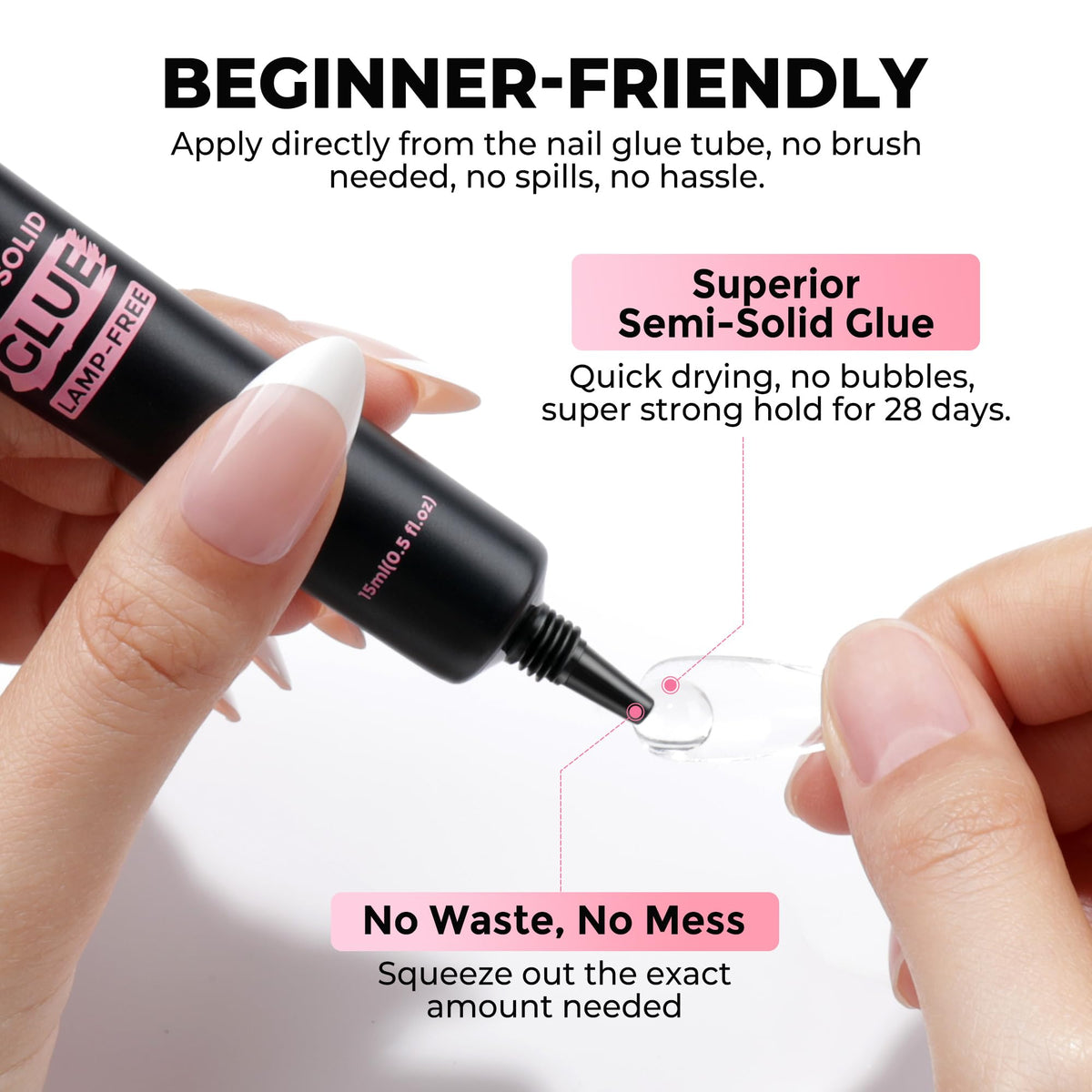 Luckyfairy semi-solid gel texture demonstrating thick, drip-free formula benefit
