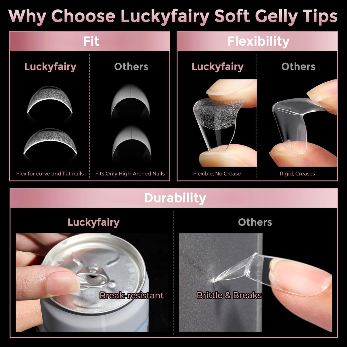 Luckyfairy clear tips trimmed and filed ready for polish benefit