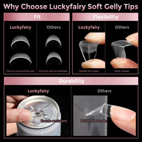 Luckyfairy clear tips trimmed and filed ready for polish benefit