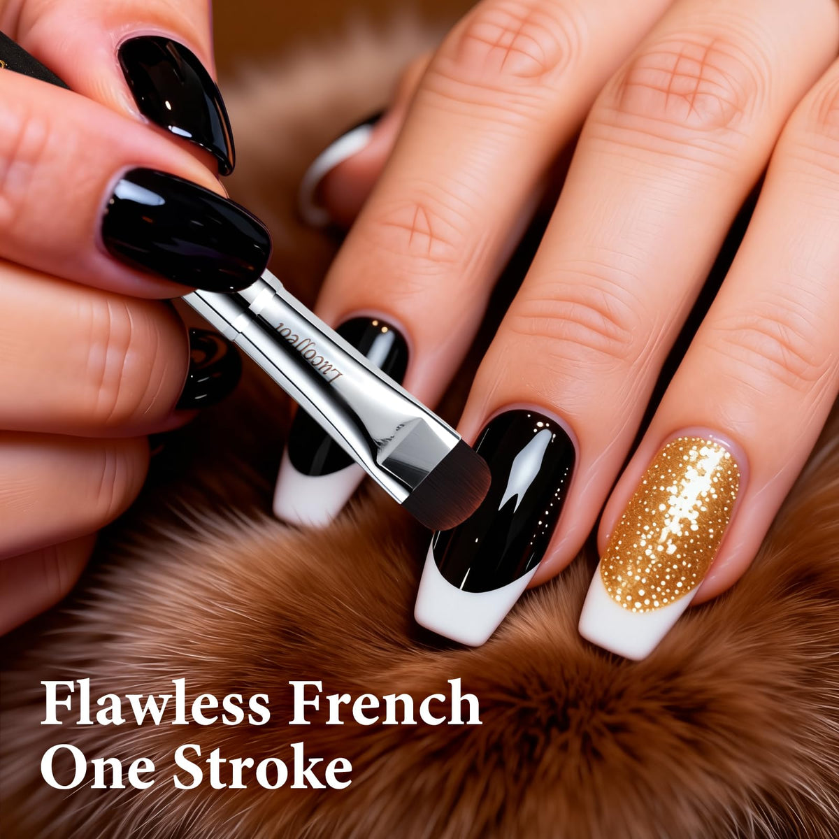 Lucoffeoi close-up of flat edge bristles for sharp French lines benefit