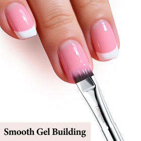 Lucoffeoi brush creating French tip on a nail for crisp smile line benefit