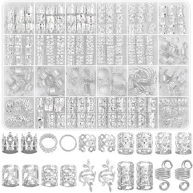 Lucomb front packaging clear box showing organized silver charms and storage benefit