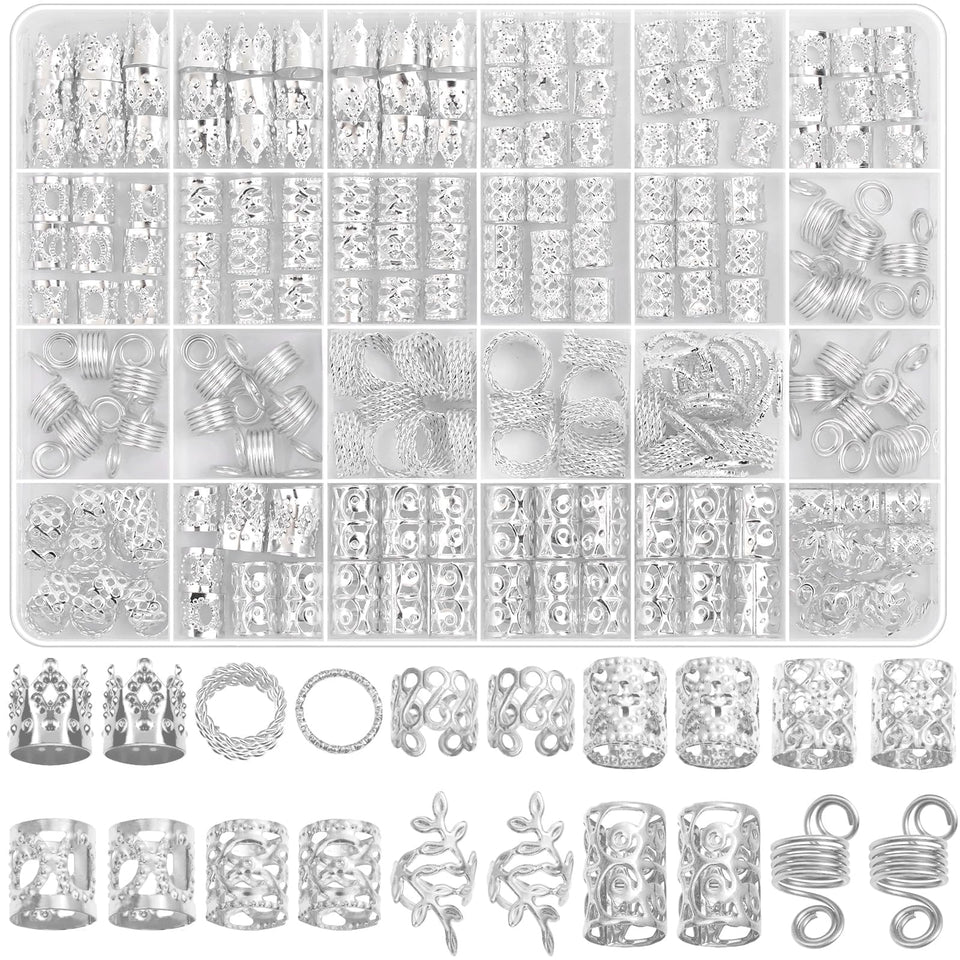 Lucomb front packaging clear box showing organized silver charms and storage benefit