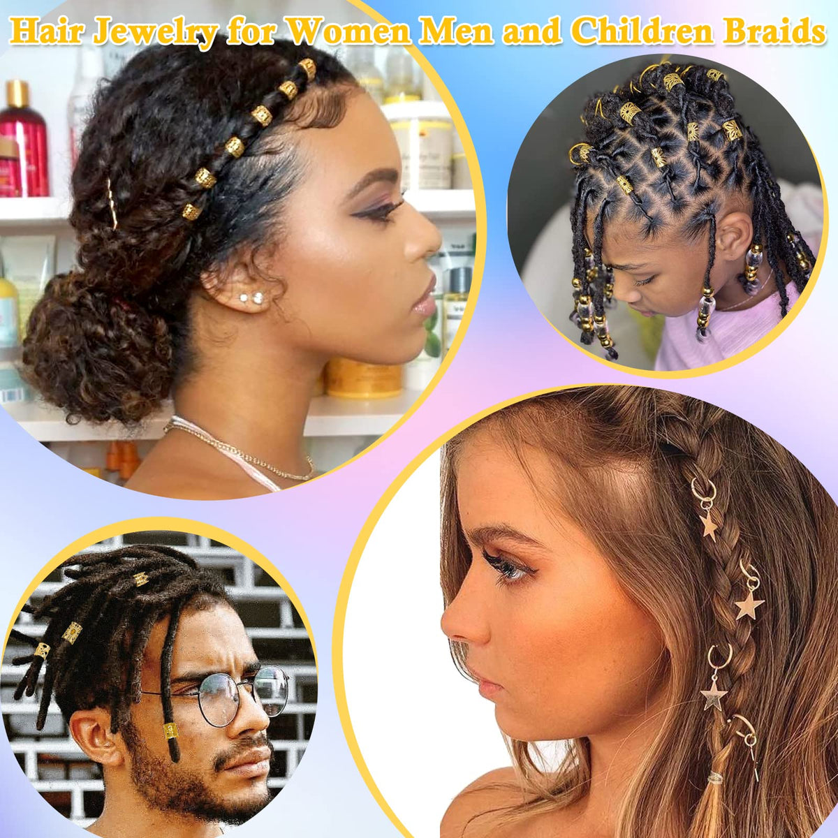 Lucomb in-hair styling example showing how cuff and charms enhance braids