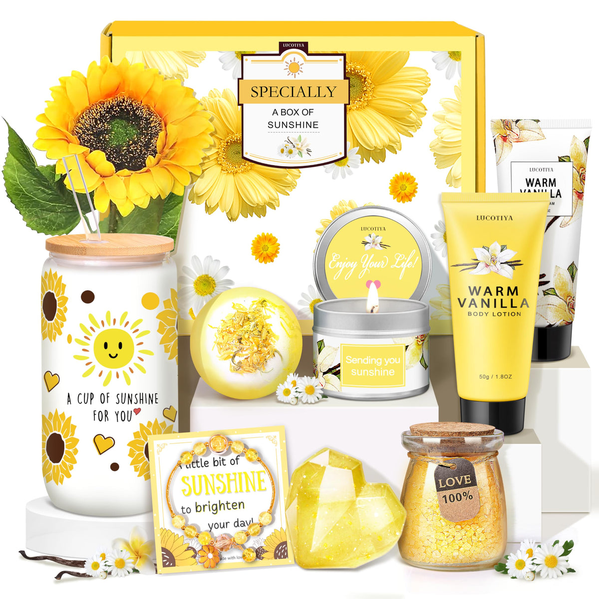 LUCOTIYA gift box front view showing elegant packaging and warm vanilla appeal