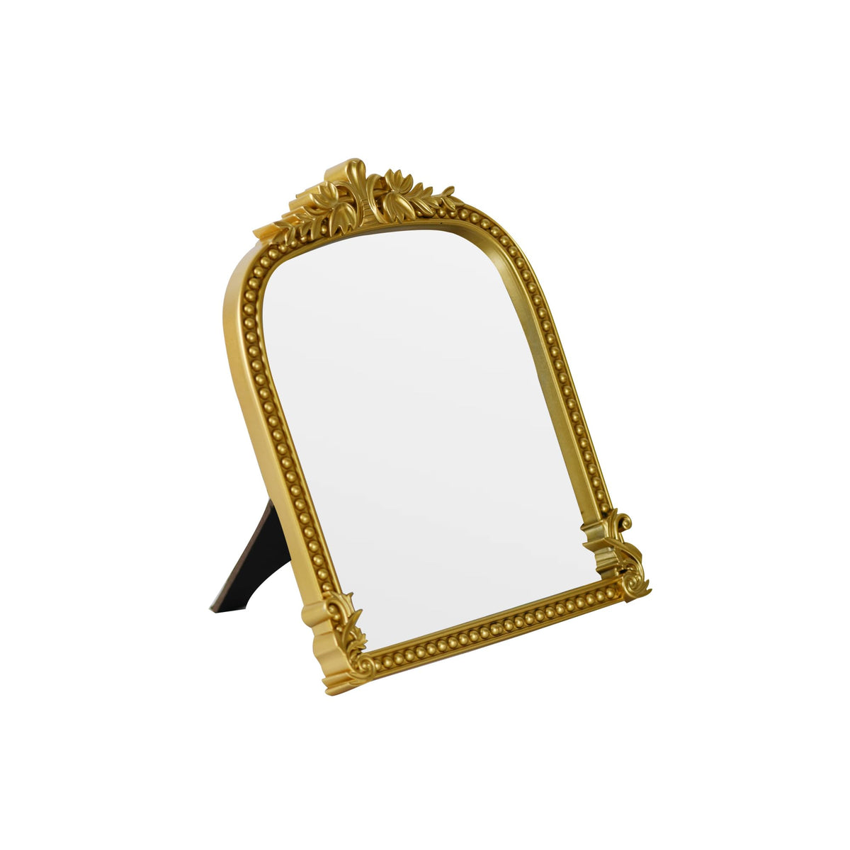 LuHeToz front view of arched gold mirror showing elegant decorative finish