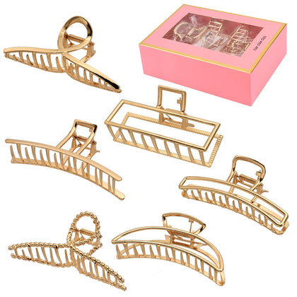 LUKACY front view of six gold metal clips showing stylish set and secure hold