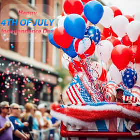 Lulesi glitter stick as part of a parade outfit showing coordinated patriotic styling and eye-catching sparkle