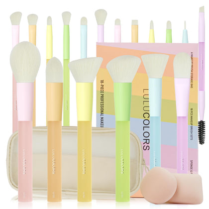 LULUCOLORS front view of full 18-piece set, shows organization and color appeal