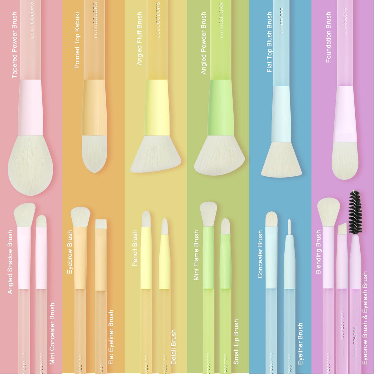 LULUCOLORS open breathable storage bag with brushes neatly arranged benefit