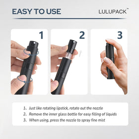 Lulupack bottles inside a travel purse illustrating secure storage and spill prevention benefit
