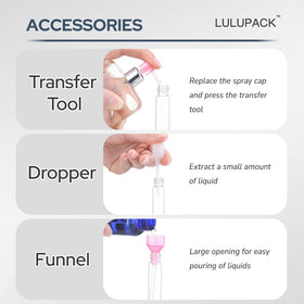 Lulupack mist spraying from atomizer showing fine even distribution for quick fragrance touch-ups