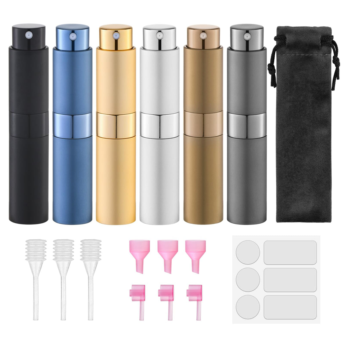 Lulupack front view brown set showing six bottles and compact design benefit