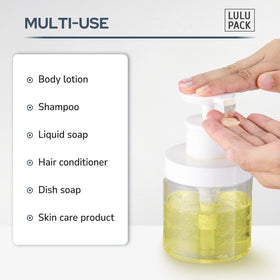 Lulupack bottle mounted in shower demonstrating leak-resistant dispensing benefit