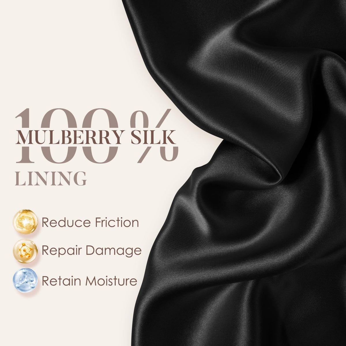 LULUSILK close-up of mulberry silk texture for reduced frizz and softer hair