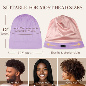 LULUSILK cap holding curly hair showing frizz prevention benefit