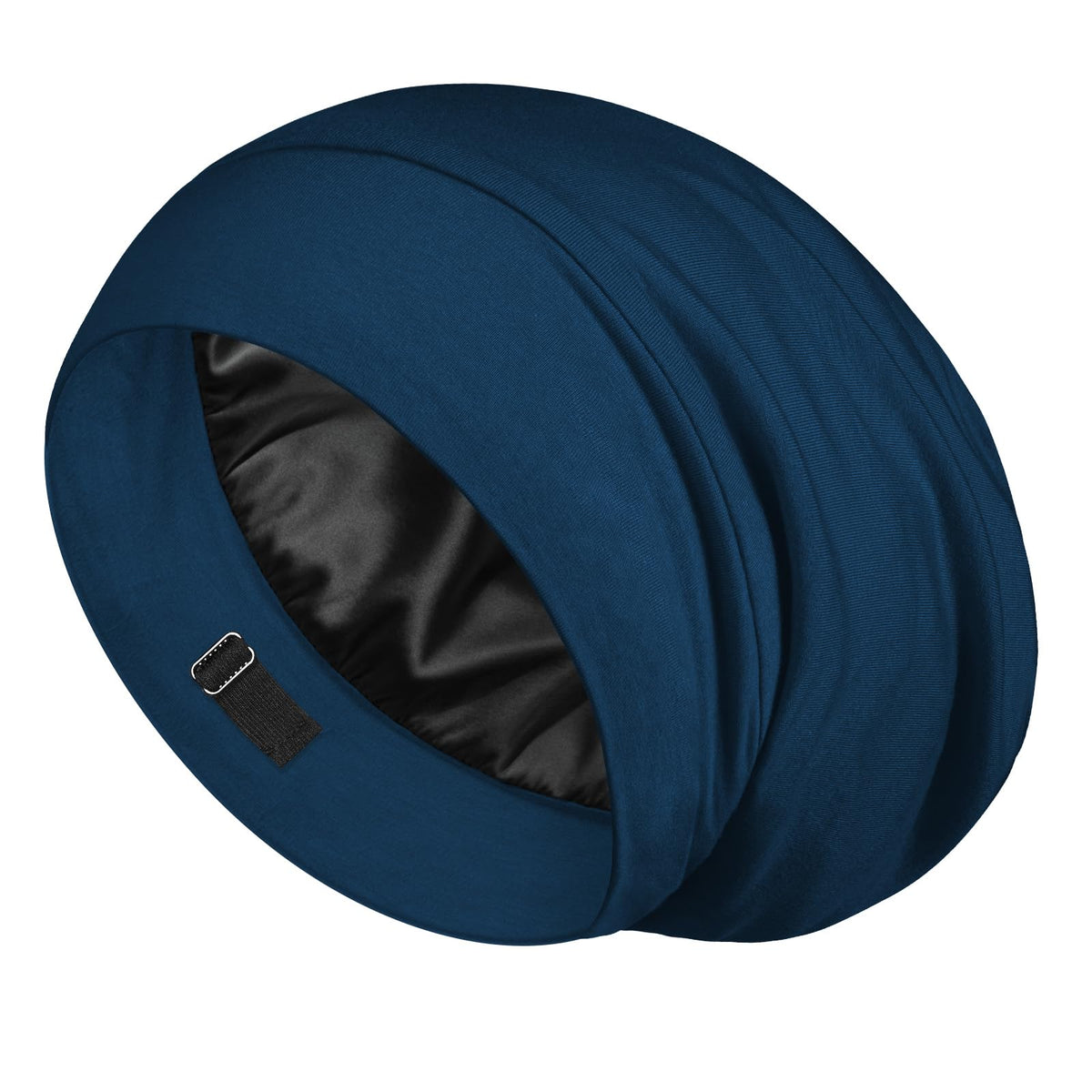 LULUSILK front view bonnet in bijou blue showing sleek fit and coverage