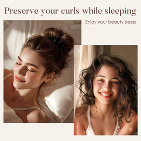 LULUSILK scrunchie held in hand to show size and gentle grip advantage