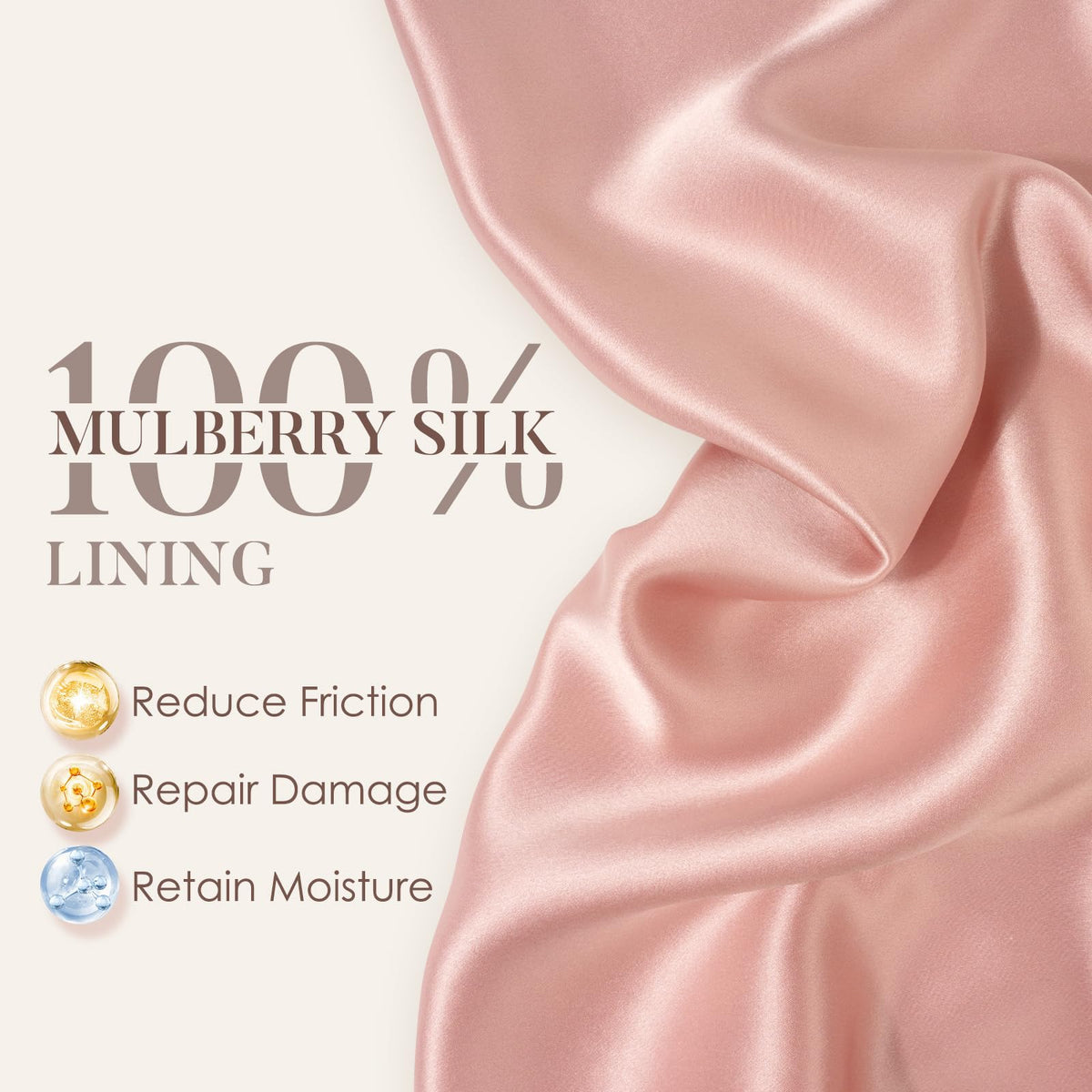 LULUSILK close-up of mulberry silk lining highlighting smooth protection