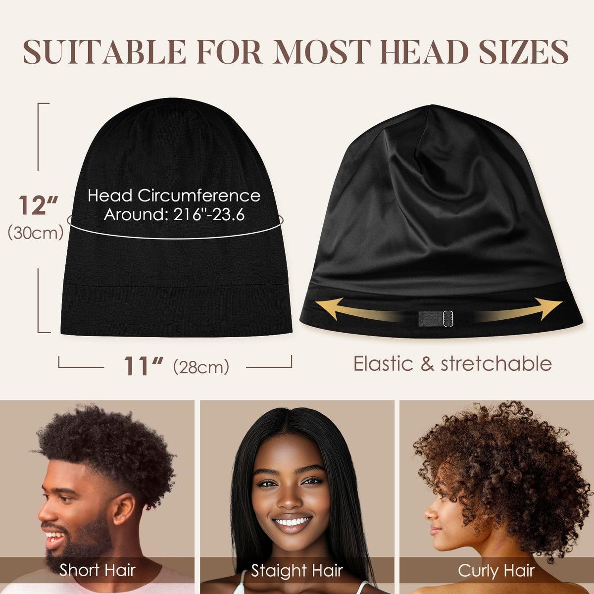 LULUSILK bonnet in use on sleeping woman to preserve curls overnight