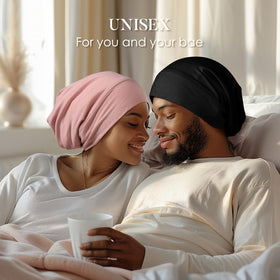 LULUSILK bonnet styled with braids showing volume accommodation and care