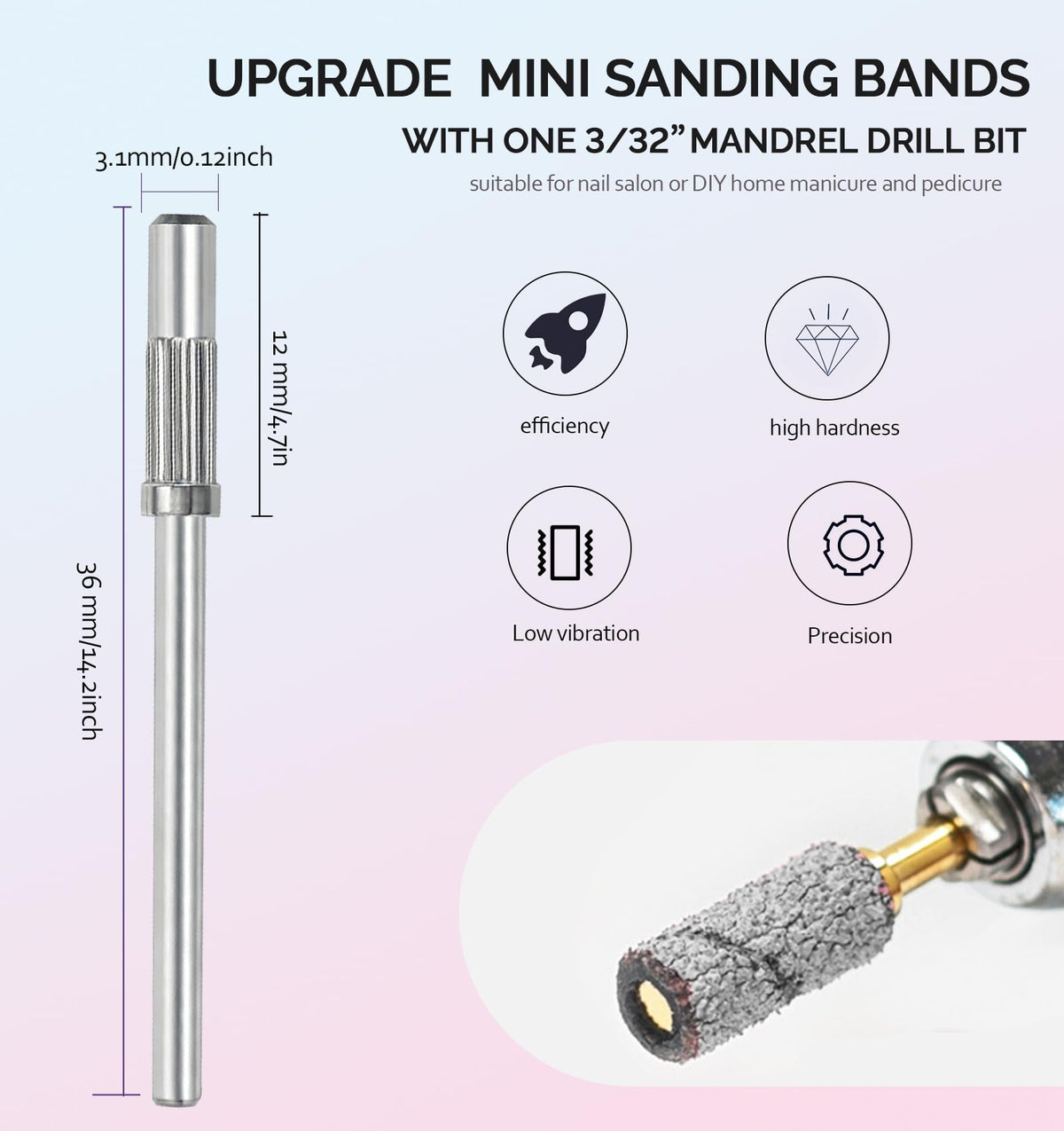 Lumcrissy sanding band mounted on mandrel in use for efficient removal