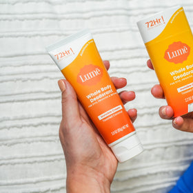 Model applying Lume underarm with gentle rub-in for long-lasting odor protection