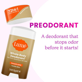 Applying Lume to underarm demonstrating all-over odor control and gentle feel