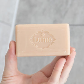 Lume unboxed bars in bathroom setting conveying daily use convenience