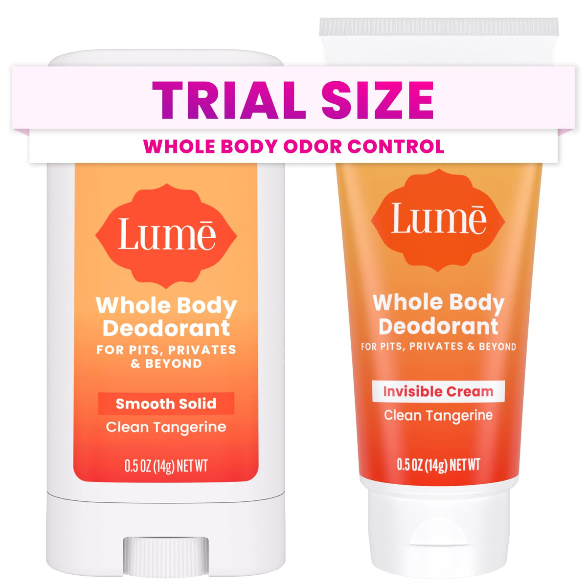 Lume clean tangerine front packaging showing minis and bright scent