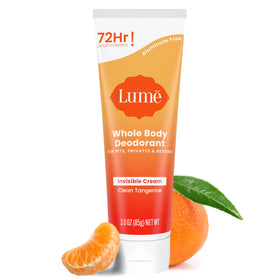 Lume clean tangerine front packaging showing product benefit odor control