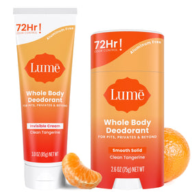 Lume front packaging showing Clean Tangerine bundle and benefits