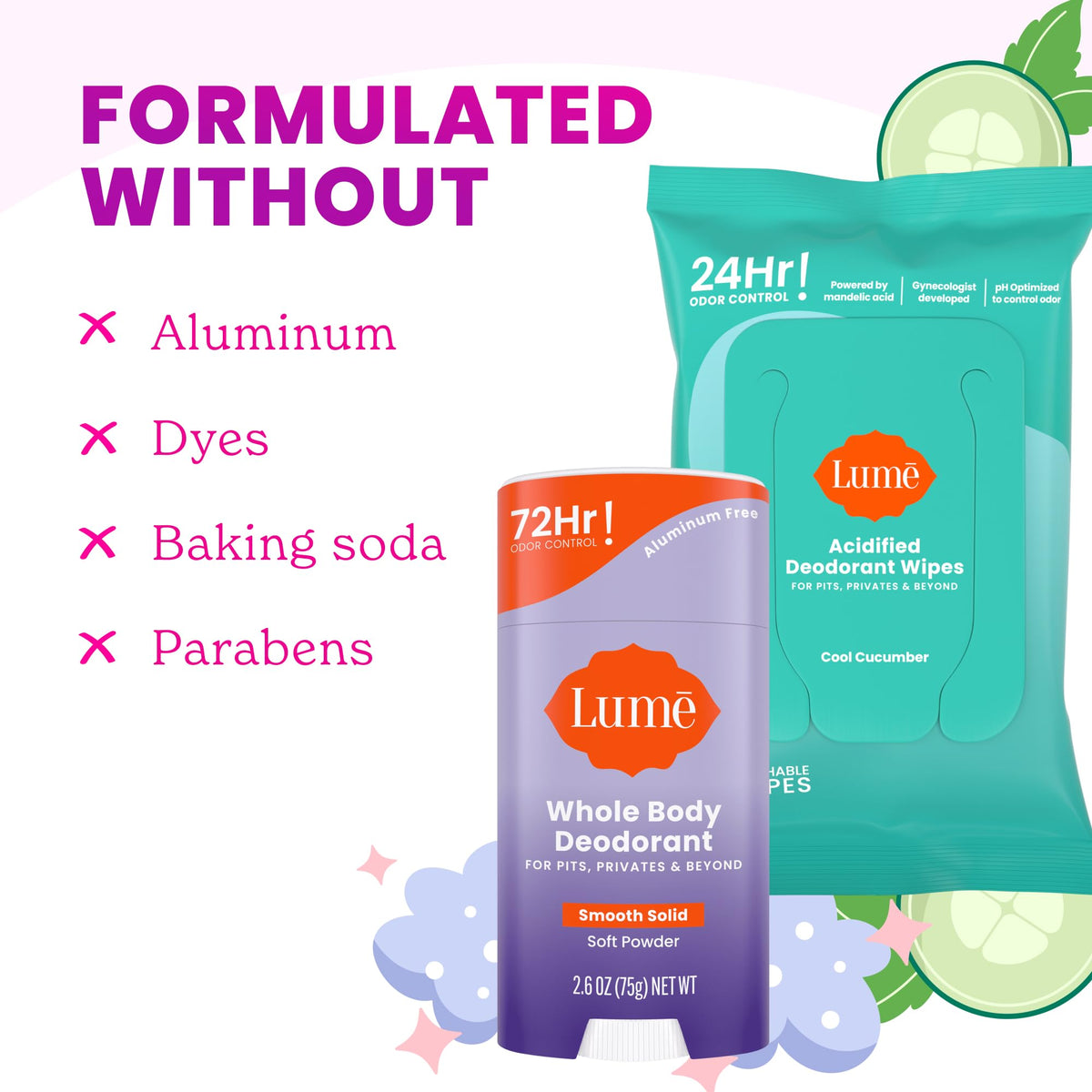 Lume cool cucumber flushable wipe single towelette for quick refresh