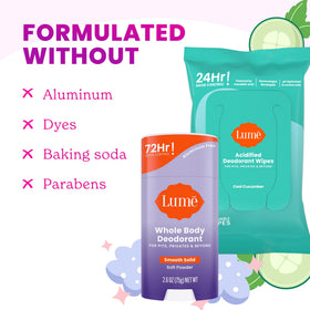 Lume cool cucumber flushable wipe single towelette for quick refresh