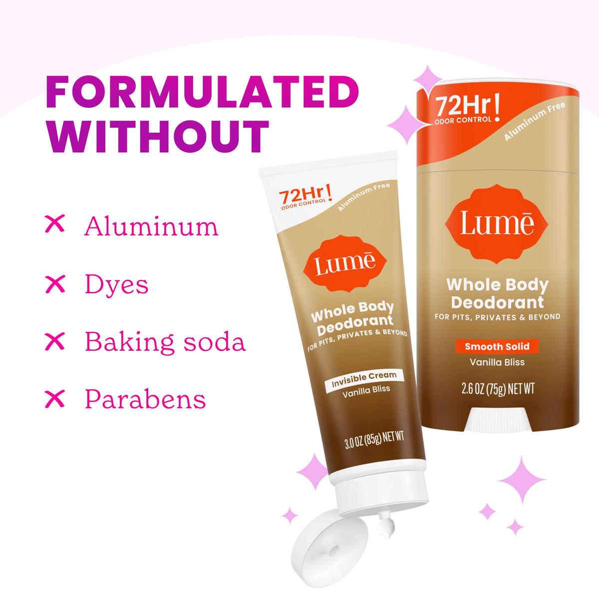 Lume cream applied into a skin fold demonstrating targeted coverage and odor prevention benefit