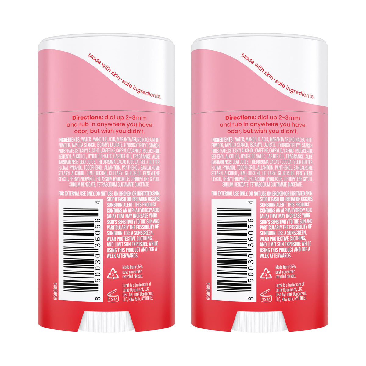 Lume cream stick twist-up detail highlighting easy, mess-free application