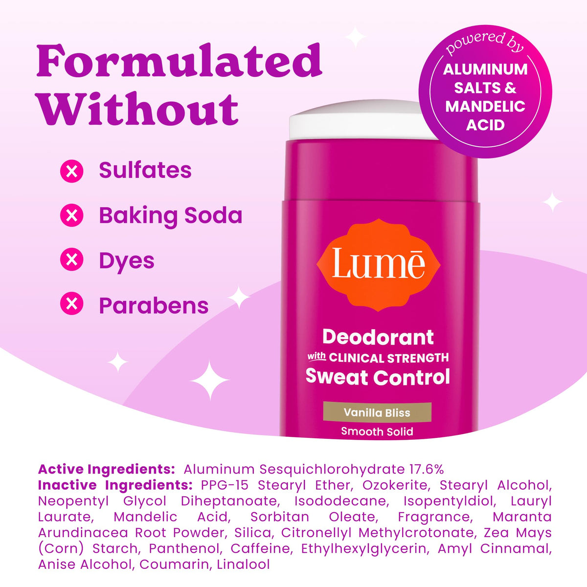 Lume dispensed product on fingertip showing soft, non-greasy finish