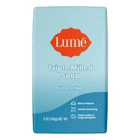 Lume front packaging showing unscented bar and benefits
