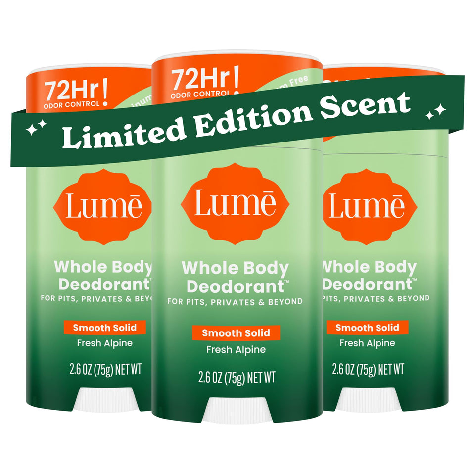 Lume front packaging showing Fresh Alpine scent and pack benefit