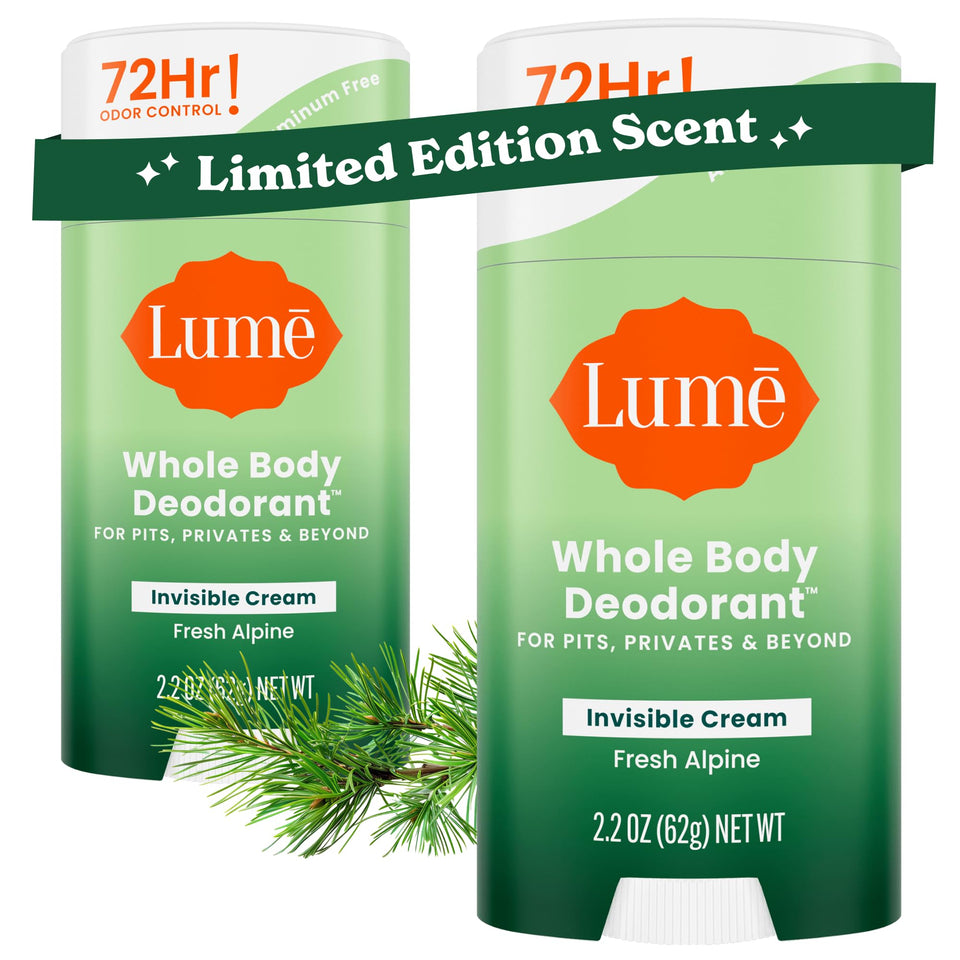 Lume front packaging showing Fresh Alpine scent and benefits