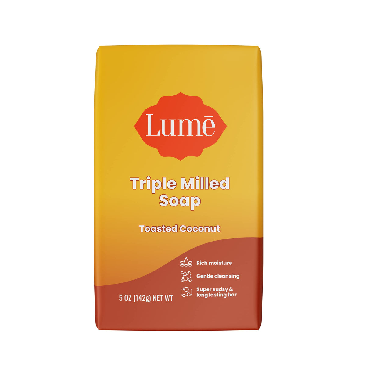 Lume front packaging toasted coconut bar showing branding and scent